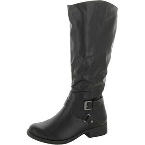 Style & Co. Womens Marliee Wide Calf Faux Leather Motorcycle Boots Black Size 6M